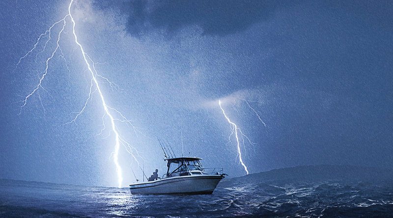 Lightning protection and grounding of a marine vessel